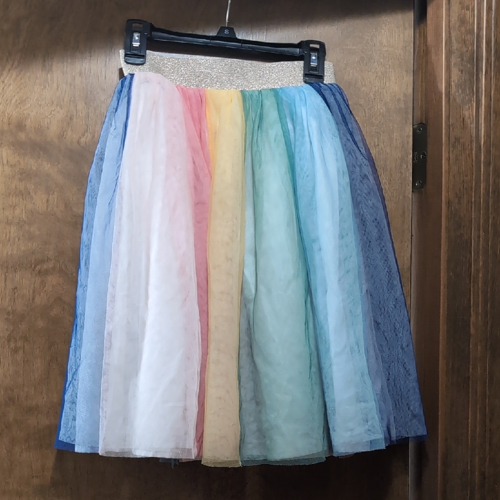 Hanna Andersson Rainbow Tulle Skirt with Metallic Waistband